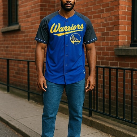 Golden‎ State Warriors NBA Ultra Game Baseball Jersey Button Up Men's - Picture 2 of 9
